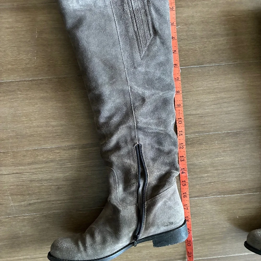 EUC Garnet Hill gray suede tall boots 7 1/2